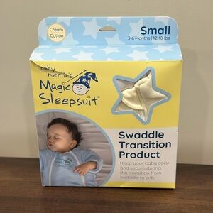 Baby Melins Magic Sleepsuit Small Cream Cotton Swaddle Transition